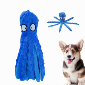 犬のおもちゃ ぬいぐるみ 音が鳴る タコ 可愛い 犬用 噛むおもちゃ ペットおもちゃ 運動不足 ストレス解消 (ブルー)
