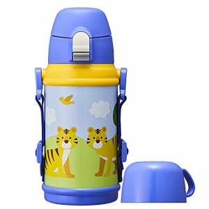 ドウシシャ 水筒 キッズボトル 2WAY こども水筒 600ml とら ブルー