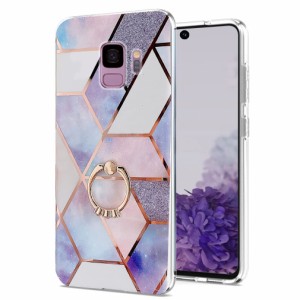 MuZiF Samsung Galaxy S9 用 ケース リング付き メッキ加工 かわいい レンズ保護 TPU ソフトケース 薄くて軽い 人気 耐衝撃 携帯カバー G