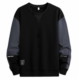 KOTRBOY tシャツ メンズ 長袖 メンズ 秋服 大きいサイズ カジュアル 丸襟 柔らかい パーカー メンズ おしゃれ black-2XL