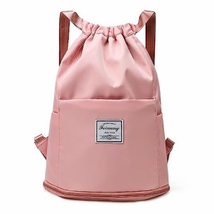 MORGEN SKY ナップサック ジムサック巾着袋 バックパック 軽量 防水 男女兼用 大容量 シューズ収納 BAG04（ピンク）