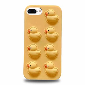 MuZiF i Phone8 Plus 用 ケース i Phone7 Plus 用 ケース シリコン かわいい キャラクター あひる 立体効果 ソフト TPU保護カバー 衝撃吸