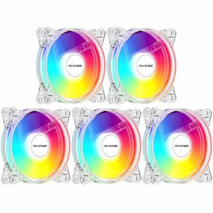 Novonest ARGB PCケースファン 120mm 6PINコネクタ 高性能ファン マザーボード AURA Sync同期/リモコンで制御 冷却ファン 25mm厚 透明フ