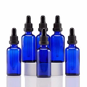 Yizhao遮光瓶スポイト50ml青色、アロマオイル保存容器 精油瓶 ガラススポイトボトル, 為に エッセンシャルオイル、精油小分け、マッサー