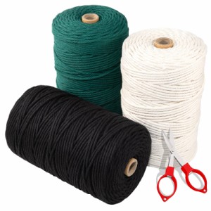 Goreson マクラメ ロープ 紐 糸 手芸紐100%天然染料使用 マクラメ 編み 糸 ナチュラルコットン ひも DIY 手作りコットン糸 直径約3mm (ダ