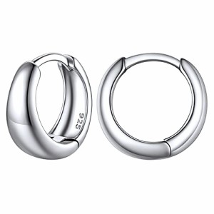 ChicSilver シルバー925 リングピアス レディース 人気 太め フープピアス プラチナ シンプル 内径8mm アクセサリー