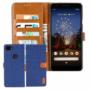 【 Anrek 】Google Pixel 3a XL SoftBank 対応 グーグル 6インチ デニム材料 手帳ケース (ブルー) ソフトバンク ピクセル3a xl pixel3axl