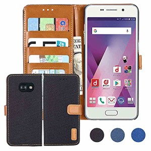 【 Anrek 】Galaxy Feel/docomo SC-04J 対応 Samsung デニム材料 手帳ケース (ブラック) サムスン ギャラクシーフィール ドコモsc04j ケ