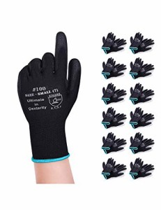 DONFRI まとめ買い 軽作業用手袋 PU薄手手袋 黒グローブ ガーデニング 手袋 滑り止め 耐摩