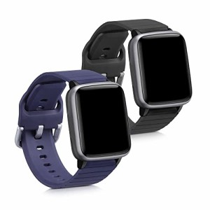 2x 交換ベルト 対応: Willful Fitnesstracker/Smartwatch バンド - シリコンバンド ソフト TPU 耐久性 黒色/紺色