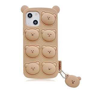 YUYIB i Phone13 用 ケース シリコン かわいい キャラクター くまちゃん 立体効果 耐衝撃 傷防止 レンズ保護 ソフト 携帯カバー アイフォ