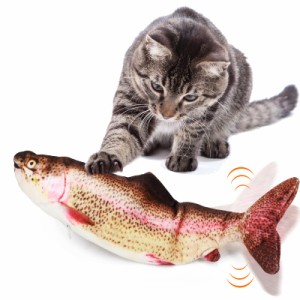 Aurako 猫 おもちゃ 電動 ペットおもちゃ魚 猫用 ぬいぐるみ シミュレー魚 電動魚USB充電式 噛む動ける魚 取り外して洗えるおもちゃの魚 