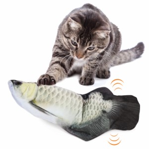 Aurako 猫 おもちゃ 電動 ペットおもちゃ魚 猫用 ぬいぐるみ シミュレー魚 電動魚USB充電式 噛む動ける魚 取り外して洗えるおもちゃの魚 