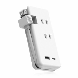 エレコム 電源タップ USB ケーブル収納 15W コンセント×3個口 USB-A×1ポート USB-C×1ポート ホワイト ECT-1802WH