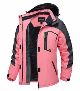 TACVASEN アウトドアジャケット レディース 登山服 撥水 マウンテンパーカー 冬 女性 アウター 吸汗 フード付 アウトドアウェア 防寒 