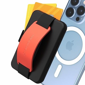 【紛失防止タグホルダー付き】Sinjimoru Magsafe用カードケース、ワイヤレス充電可能 スマホスタンド グリップ機能 i Phone15 Plus Pro P