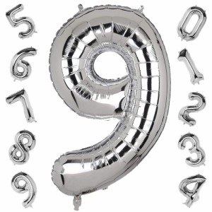数字 バルーン 数字9 誕生日 風船 ナンバー 大きい シルバー 銀色 約65cm バースデー 飾り