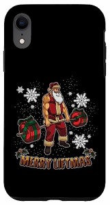 《送料無料》i Phone XR Cool Santa Workout Bodybuilder Me