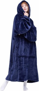 SUNMOOH 着る毛布 メンズ レディース ルームウェア 部屋着 ポケット付き 無地 体型カバー 冷え対策 冬 防寒 保温 男女兼用 袖付き毛布 ブ