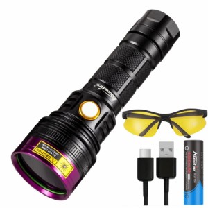 Alonefire SV18 12W 紫外線 ブラックライト波長365nm 強力 UV LED ライト USB充電式 アニサキスライト ウッド灯検査 ペット尿検出器 レジ