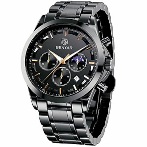 腕時計 メンズ BENYAR マルチカレンダー、クロノグラフ、ビジネス フォーマル メンズ 革ベルト、アナログ腕時計、防水とスクラッチ耐性