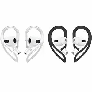 イヤーフック AirPods Pro対応 多次元調整可能 アクセサリー Apple AirPods 3 2 1 Gen(透明) (黒)