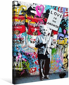 Grexiull Banksy バンクシー 遊んでいる子供 ポスター アートパネル キャンバス 絵画 インテリア 壁飾り 壁掛け (愛は答えです,30x40cm)