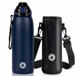 FJbottle 水筒 1リットル 真空断熱 ワンタッチ スポーツボトル 1L 保温 保冷 スポーツ飲料対応 広口 洗いやすい ステンレスボトル 水筒カ