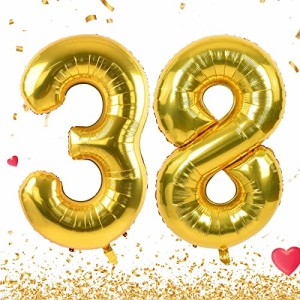 数字 バルーン 40インチ 大きい バースデーバルーン【数字38】 ナンバーバルーン 誕生日 風船 バースデー 飾り アルミ風船 約90cm ビッグ