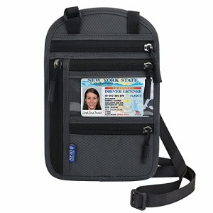 [QIANC] 多機能 RFID パスポートケース 首下げ パスポートバッグ スキミング防止 通帳ケース 航空券 紙幣 カード 小銭 ペン 鍵 スマホ 収