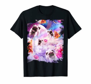 Pugs In Clouds パグ犬 ピザドーナツ Tシャツ