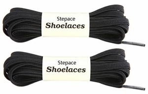 Stepace 2足 伸びる靴ひも 子供から大人までも使える 10色ゴムシューレース Black 160