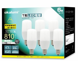 [送料無料]OKALUMI LED電球 T形 E17口金 40~60W形相当 昼白色 810lm 断