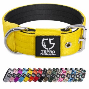 TSPRO タクティカルドッグカラー 1.5インチ幅の犬用カラー 軍用グレードの強力な犬用カラー 太い犬用カラー ヘビーデューティーメタルバ