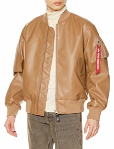 アルファインダストリーズ フェイクレザージャケット フェイクレザー MA-1 TA1615 メンズ BEIGE/BEIGE L