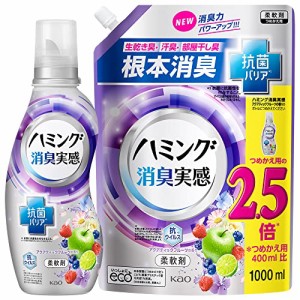 【まとめ買い】ハミング消臭実感 柔軟剤 アクアティックフルーツの香り 本体530ｍｌ+詰替え用1000ｍｌ