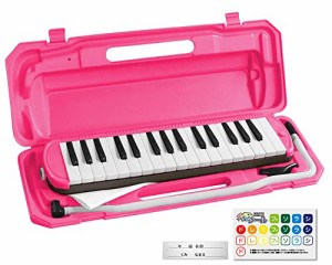 KC キョーリツ 鍵盤ハーモニカ メロディピアノ 32鍵 ネオンピンク P3001-32K/NEON PINK (ドレミ表記シール・クロス・お名前シール付き)