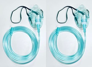 酸素マスク チューブ付き（２ｍ） 酸素 水素 ネブライザー吸引具 (Mサイズ 2個セット)