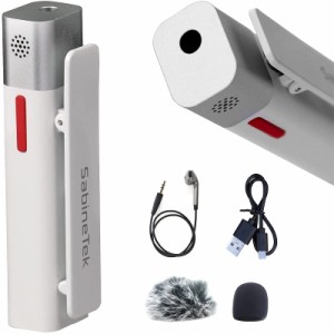 SabineTek SmartMike+超小型ワイヤレスマイク Bluetoothで繋がり 真のノイズリダクション機能付き、ボーカルに損害なくノイズのみ削除 レ