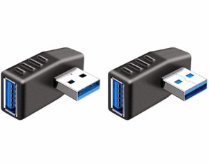 SZSL USB 3.0 コネクタ 直角 左き 右き 方向 変換 アダプタ 90度 L型 延長 コネクタ 高速 5Gbps USB コネクタ（2個セット）