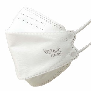 TKJP 白 リーフ型 KN95 マスク 個別包装 不織布 レギュラー 口紅がつきにくい 対面接客に