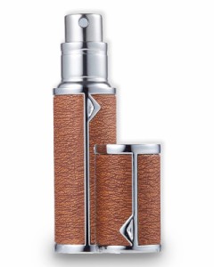 AlxMuNao アトマイザー 香水 レザースプレ ー 噴霧器 携帯用 詰め替え容器 香水用 機内持ち込み可能 プシュ式 (5ml、茶色)