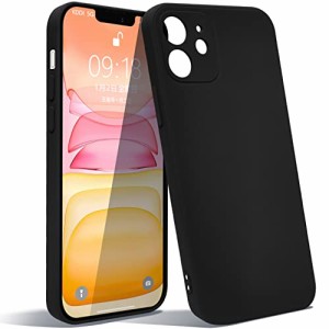 iphone11 ケース アイフォン11 スマホケース カバー マット感 液体シリコン 耐衝撃 指紋防止 レンズ保護 ソフト ワイヤレス充電対応(ブラ