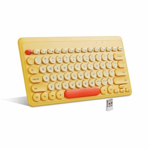 ワイヤレスキーボード 無線 キーボード 小型 静音 キーボード USB電池式 軽量 薄型 携帯便利 ミニキーボード ファッションレトロ風 おし