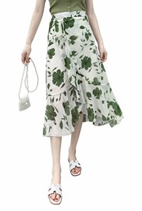 レディース ロング 巻き スカート 大きいサイズ 春 夏 ラップスカート キルティング 花柄 巻きスカート シフォン