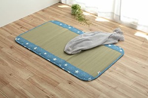 イケヒコ・コーポレーション い草 ベビー マット シーツ ふとん デニムスター 約70×120cm ブルー 子供用 星 mat 国産 日本製 お昼寝 ネ