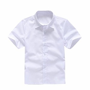 Gebacades キッズ ワイシャツ Yシャツ 子供服 半袖 フォーマル シャツ 無地 ボタンシャツ 入学式 卒業式 発表会 白い ホワイト 130