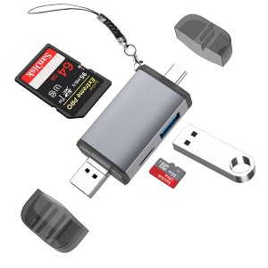 Vikisda SD カードリーダー 3in1 Type-C/Micro usb/USB メモリカードリーダー SD TF USB カメラアダプタ 変換 アダプタ 0TG機能 多機能 