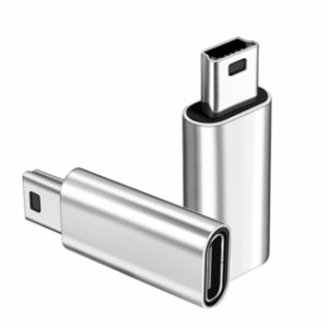 USB C- Mini USB 変換アダプター 2個、SKZIRI USB C メス- Mini USB オス アダプター Type-C to mini変換アダプター (銀)