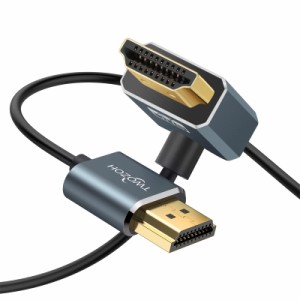 Twozoh HDMI ケーブル L型 向下 90度 オス-オス 1M、超薄型スリムHDMIコード 3D/4K@60Hz対応 適格請求書発行可
